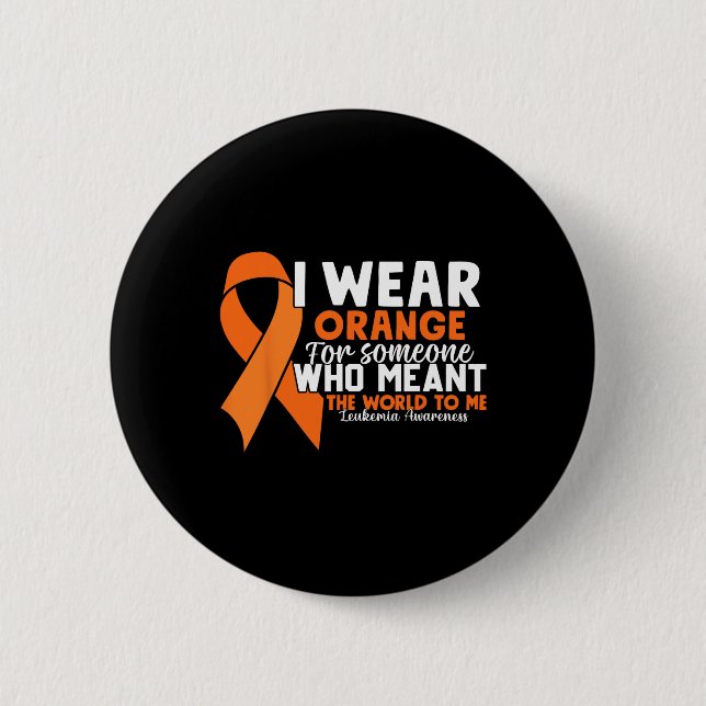 Orange Ribbon Leukemia Awareness Blood Cancer  Button (Vorderseite)
