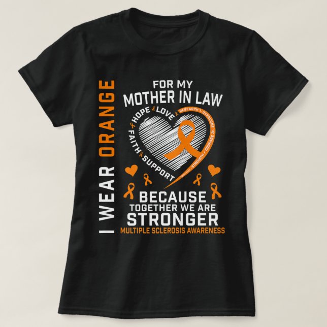 Orange Ribbon MS Mutter im Gesetz Multiple Skleros T-Shirt (Design vorne)