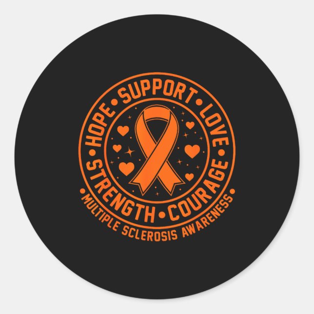Orange Ribbon Multiple Sclerosis Awareness  Runder Aufkleber (Vorderseite)