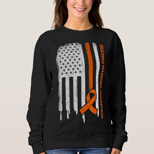 Orange Ribbon Multiple Sklerose Awarenes Sweatshirt (Vorderseite)