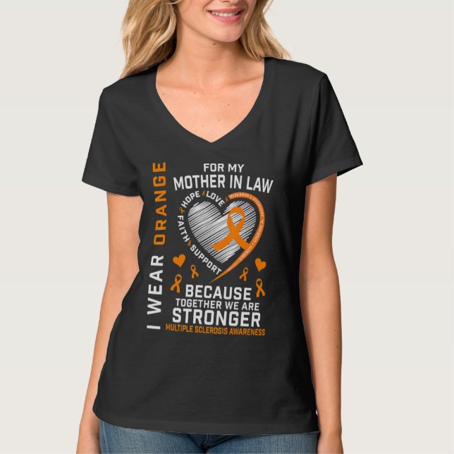 Orange Ribbon Mutter im Gesetz Multiple Sklerose T-Shirt (Vorderseite)