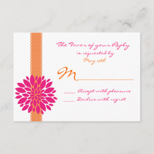Orange Ribbon Pink Blume Hochzeit RSVP Replik Kart