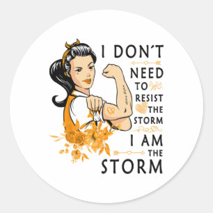 Orange Ribbon Resist The Storm Nieren Krebs Aware Runder Aufkleber