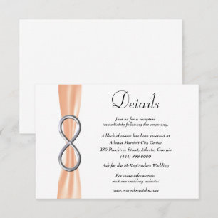 Orange Ribbon Silver Infinity Wedding Details Begleitkarte