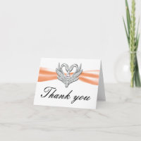 Orange Ribbon Silver Swans Danke Karte