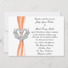 Orange Ribbon Silver Swans Einladung