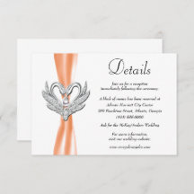 Orange Ribbon Silver Swans Hochzeitdetails