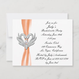 Orange Ribbon Silver Swans Junggeselinnen-Abschied Einladung