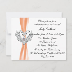 Orange Ribbon Silver Swans Probe Dinner einladen Einladung