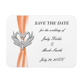 Orange Ribbon Silver Swans speichern das Datumsfen Magnet