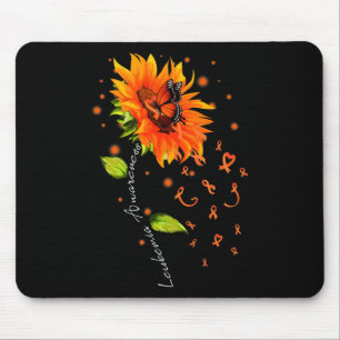 Orange Ribbon Sonnenblumen Butterfly Leukämie Awar Mousepad