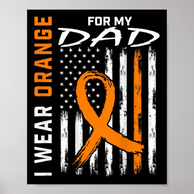 Orange Ribbon Vater Leukemia Awareness American Fl Poster (Vorne)