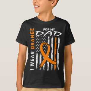 Orange Ribbon Vater Leukemia Awareness American Fl T-Shirt