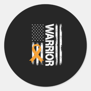 Orange Ribbon Warrior USA Kidney Cancer Awareness Runder Aufkleber