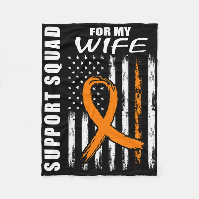 Orange Ribbon Wife Leukemia Awareness Usa Flag Can Fleecedecke (Vorderseite)