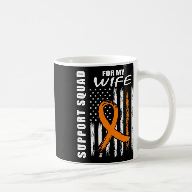 Orange Ribbon Wife Leukemia Awareness Usa Flag Can Kaffeetasse (Rechts)