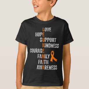 Orange Ribbon Zeichen Retro Vintag Aml Leukemia Kr T-Shirt