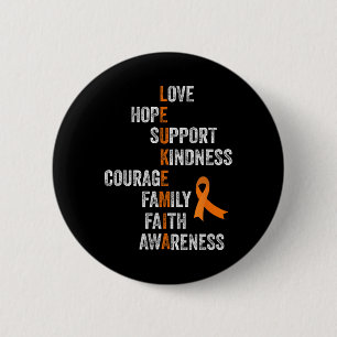 Orange Ribbon Zeichen Retro Vintage Aml Leukämie b Button