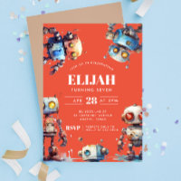 Orange Robots Tech Gear Builder Birthday Party