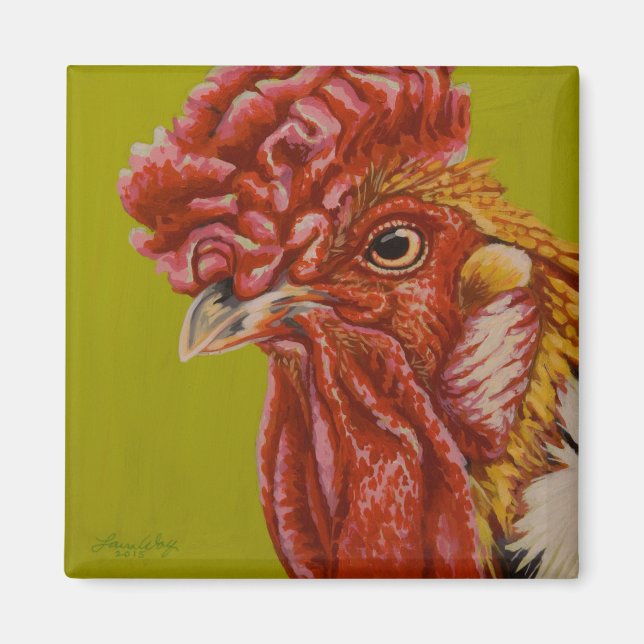 Orange Rooster Magnet (Vorne)