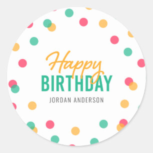 Orange rosa aquamariner Confetti-alles Gute zum Runder Aufkleber