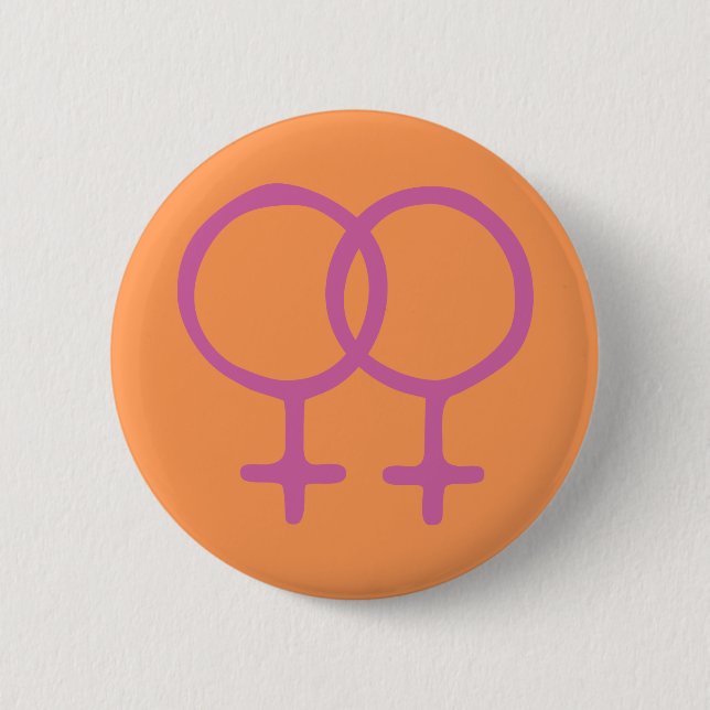 Orange/Rosa Doppelweibchen Button (Vorderseite)