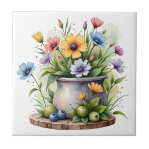 orange, rosa, gelbe und blaue Blumen Fliese