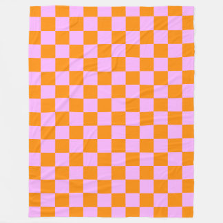 Orange + Rosa Karo Prüfpappe Fleecedecke