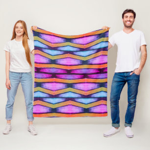 Orange, Rosa, lila und blau Zickzack Fleecedecke