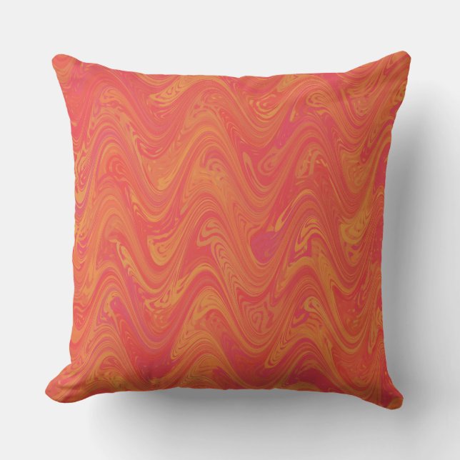 Orange rosa rotes Muster Kissen (Vorderseite)