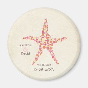 Orange rosa Starfish-Save the Date Magnet