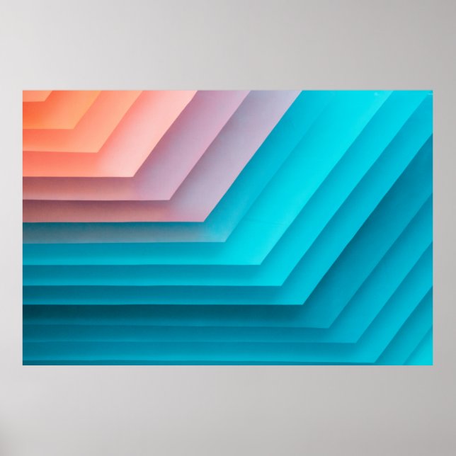 Orange, Rosa und aquamarine Abbildung Poster (Vorne)