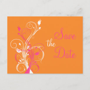 Orange rosa Weiße Blume Save the Date Postkarte