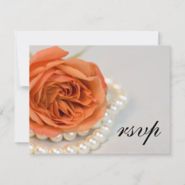 Orange Rose and Pearls Wedding RSVP Response Card Karte
