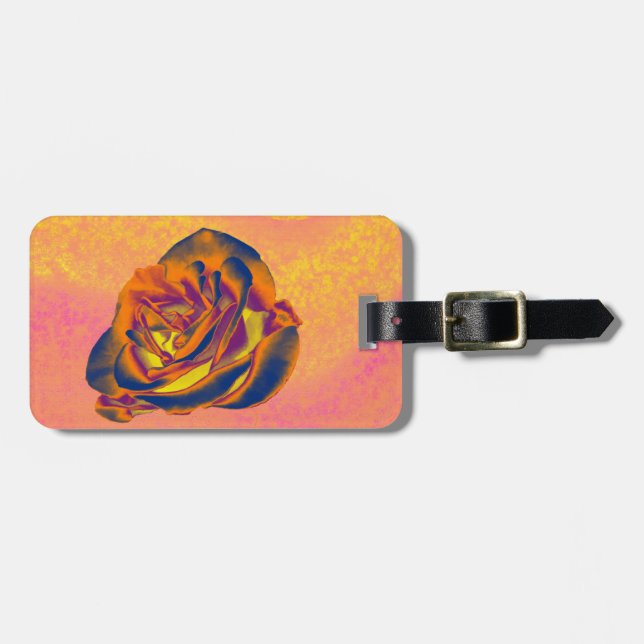 Orange Rose Bag Tag Gepäckanhänger (Vorderseite horizontal)