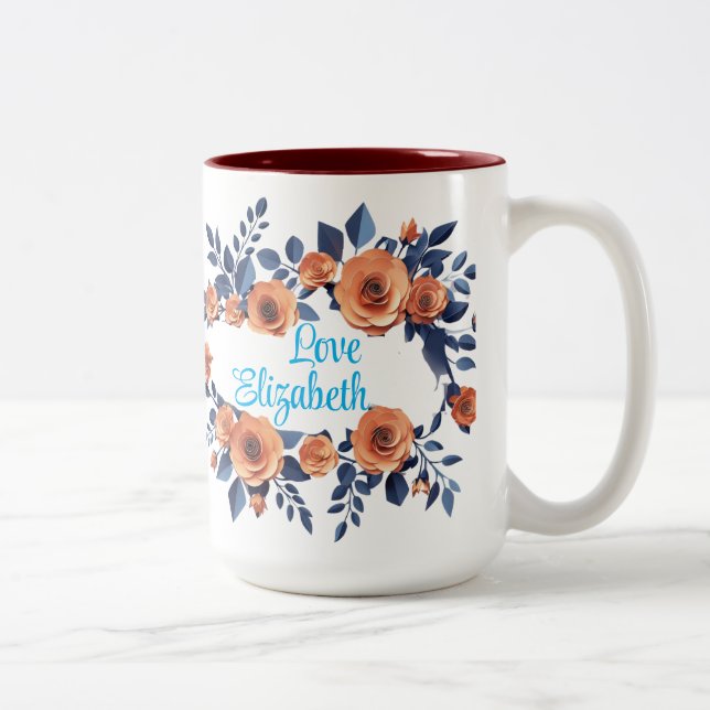 Orange Rose Beste Mama je Verzaubernde Blumenmutte Zweifarbige Tasse (Rechts)