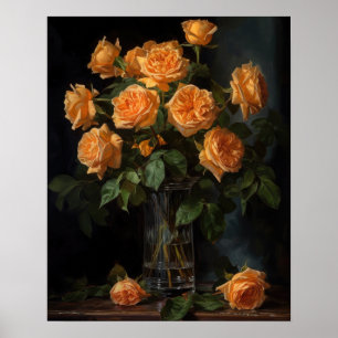 Orange Rose Blume Art Print Poster