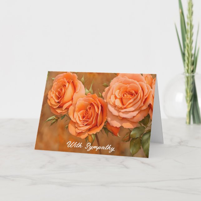 Orange Rose Blume Art Sympathie Karte (Vorderseite)