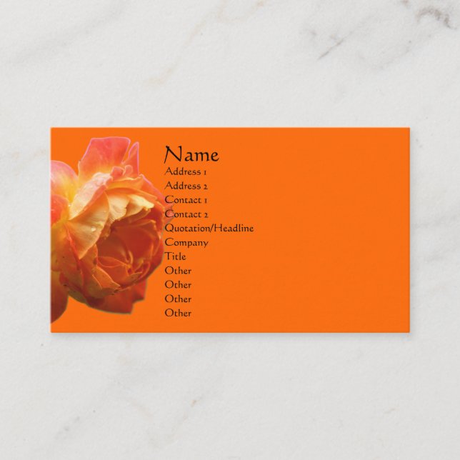 Orange Rose Blume Business Card Visitenkarte (Vorderseite)