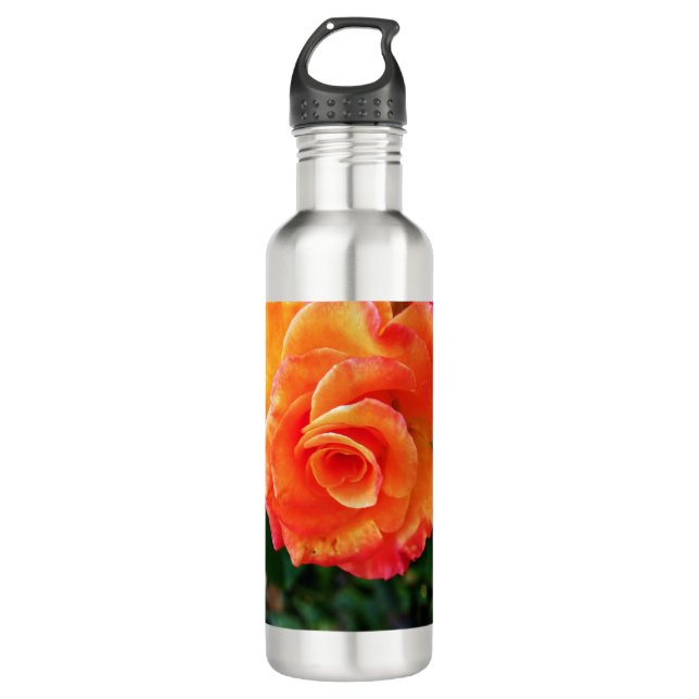 Orange Rose Blume Edelstahlflasche (Vorderseite)