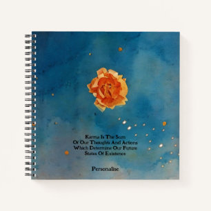 Orange Rose Blume Karma Quote Blue Sky Journal Notizbuch
