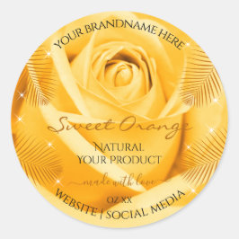 Orange Rose Blume Produktkennzeichnungen mit Palm- Runder Aufkleber