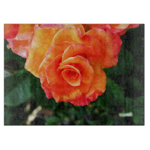 Orange Rose Blume Schneidebrett