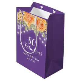Orange Rose Blumenzellenleuchten Lila Geburtstag Mittlere Geschenktüte
