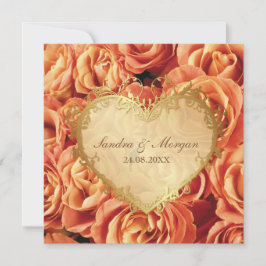 Orange Rose Floral Wedding Einladung