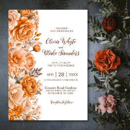Orange Rose Floral Wedding Einladung
