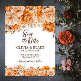 Orange Rose Floral Wedding Save The Date