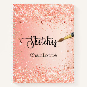 Orange Rose Glitzer Farbe Notizbuch