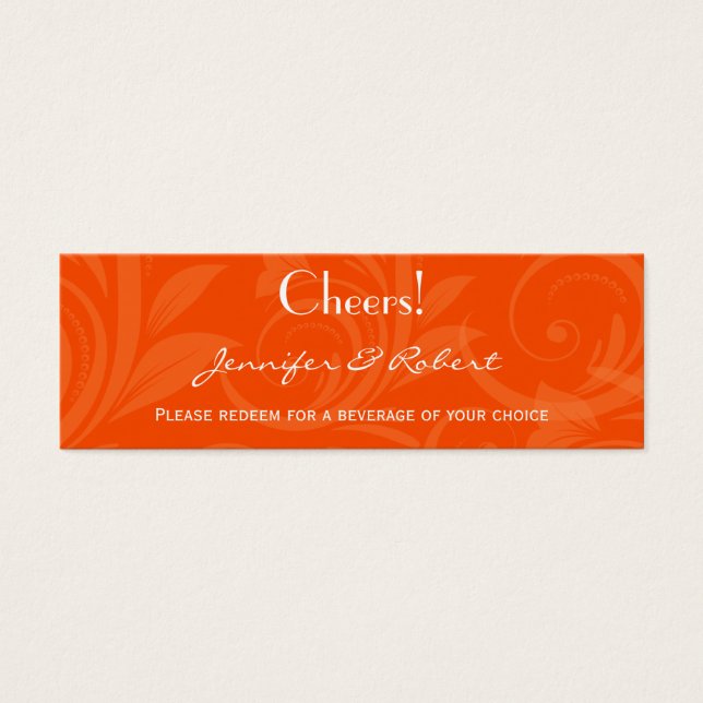 Orange Rose Grafik Hochzeitsticket (Vorderseite)