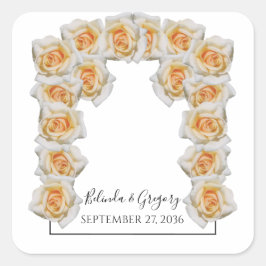 Orange Rose Hochzeit Quadratischer Aufkleber